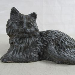 Cat Concrete/Mortar Weathered Vtg Garden Decor Statue 10" Length
