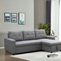 L Sectional Couch 🛋️ Folds Out With Sofa Bed 🛏️ Brand New In Box With Storage 