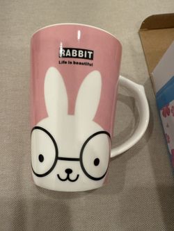 Rabbit Mug With Lid Brand New