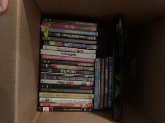 Sony DVD player and box full of random dvds