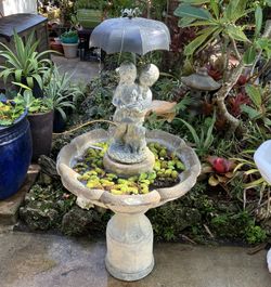 51” Concrete  Water Fountain: 26”W x 26”D x 51”H