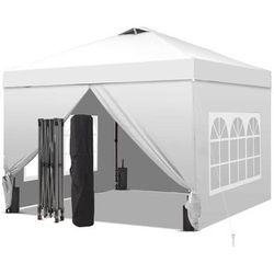 New in Box 10x10 Pop Up Canopy Tent with 4 Sidewalls, Easy Set up with One Push Lift Outdoor Tent