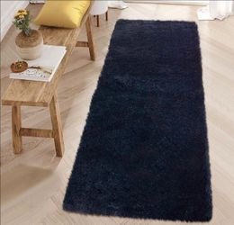 2x8 - Navy Blue Shag Runner Rug