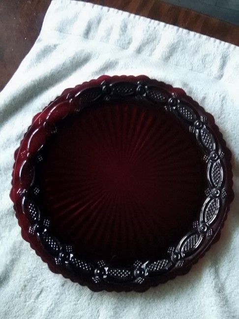 Avon Red Glass Dinner Plate #2