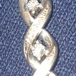 3 Stone Diamond Infinity Pendant-Sterling Silver 