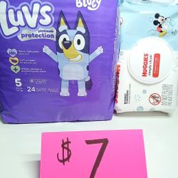 Luvs Size 5 Diapers & Huggies Wipes