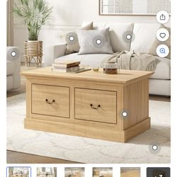 Modern Coffee Table for Living Room,with 2 Large Storage drawers (5) avail Natural Oak