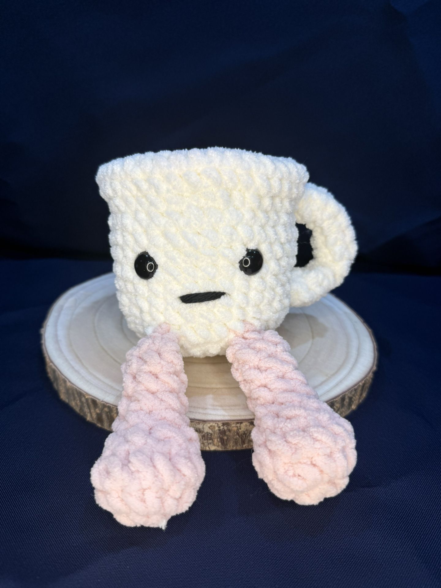 Soft and cuddly crochet coffee mug 4.5 inches sitting Handmade