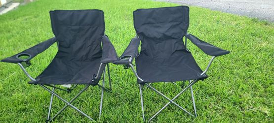 Set of 2 Black Folding Camp Chairs