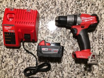 Milwaukee M18 FUEL One Key Hammer Drill, 5.0 Battery, Charger