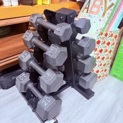 dumbbells with rack