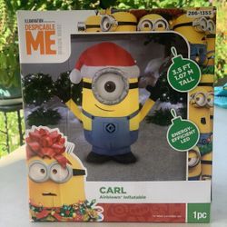 Gemmy Inflatable Carl the Minion Wearing a Santa Hat - Holiday Yard Decor 3.5ft