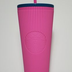 Starbucks Fall 2025 Pink & Blue Floral Pleated Soft Touch Tumbler 24oz Venti Cup