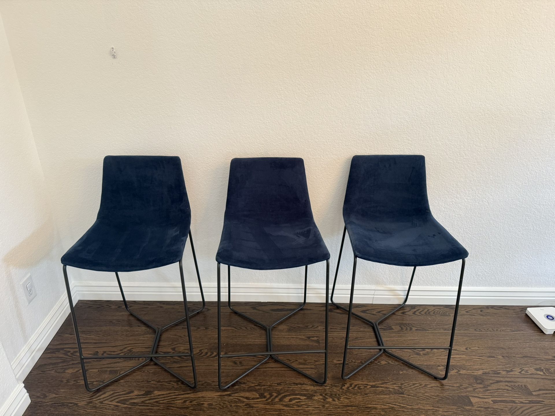 3 x West Elm Counter Stools - Navy