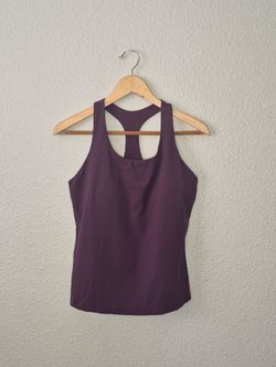 NWOT CRZ YOGA Butterluxe Racerback Tank Top with Builtin Padded Bra Plum Size:L