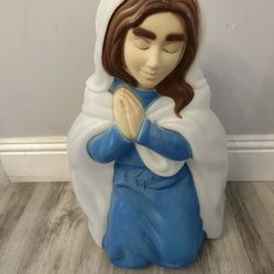 Vintage Empire Blow Mold Christmas Nativity Mary Missing Light And Cover
