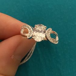 Real 925 Sterling Silver Bridal Wedding Ring Size 7