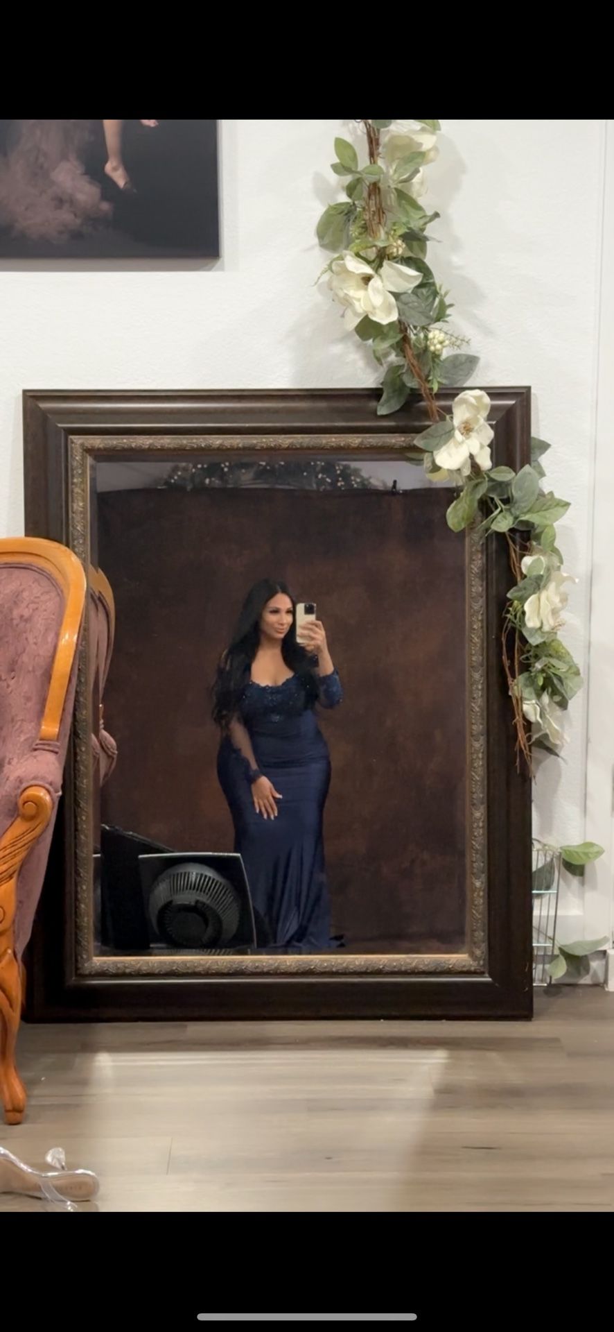 Elegant Navy Blue Long Dress