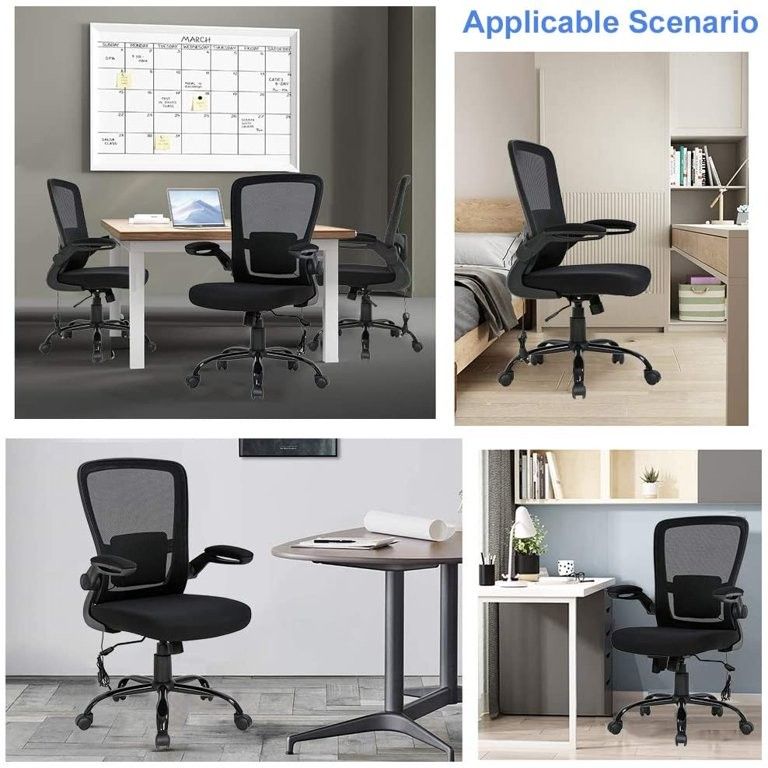 Breathable Mesh Back Black Office Chair with Extra Thickness Gas Lift Fast Up and Down