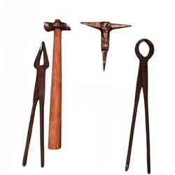 Blacksmith Tools Tongs, Anvil & Hammer 