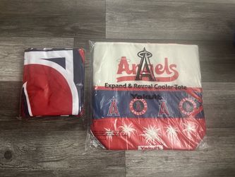 Anaheim Angels x Anaheim Ducks blanket and cooler bag