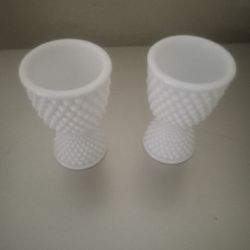 Vintage Depression Milk Glass Egg Cups