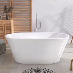51" Acrylic Freestanding Soaking Tub - Oval, Center Drain - New