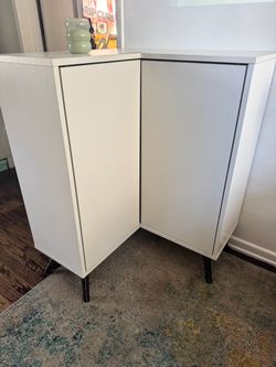 Bestar Krom Corner Wood Storage Cabinet in White