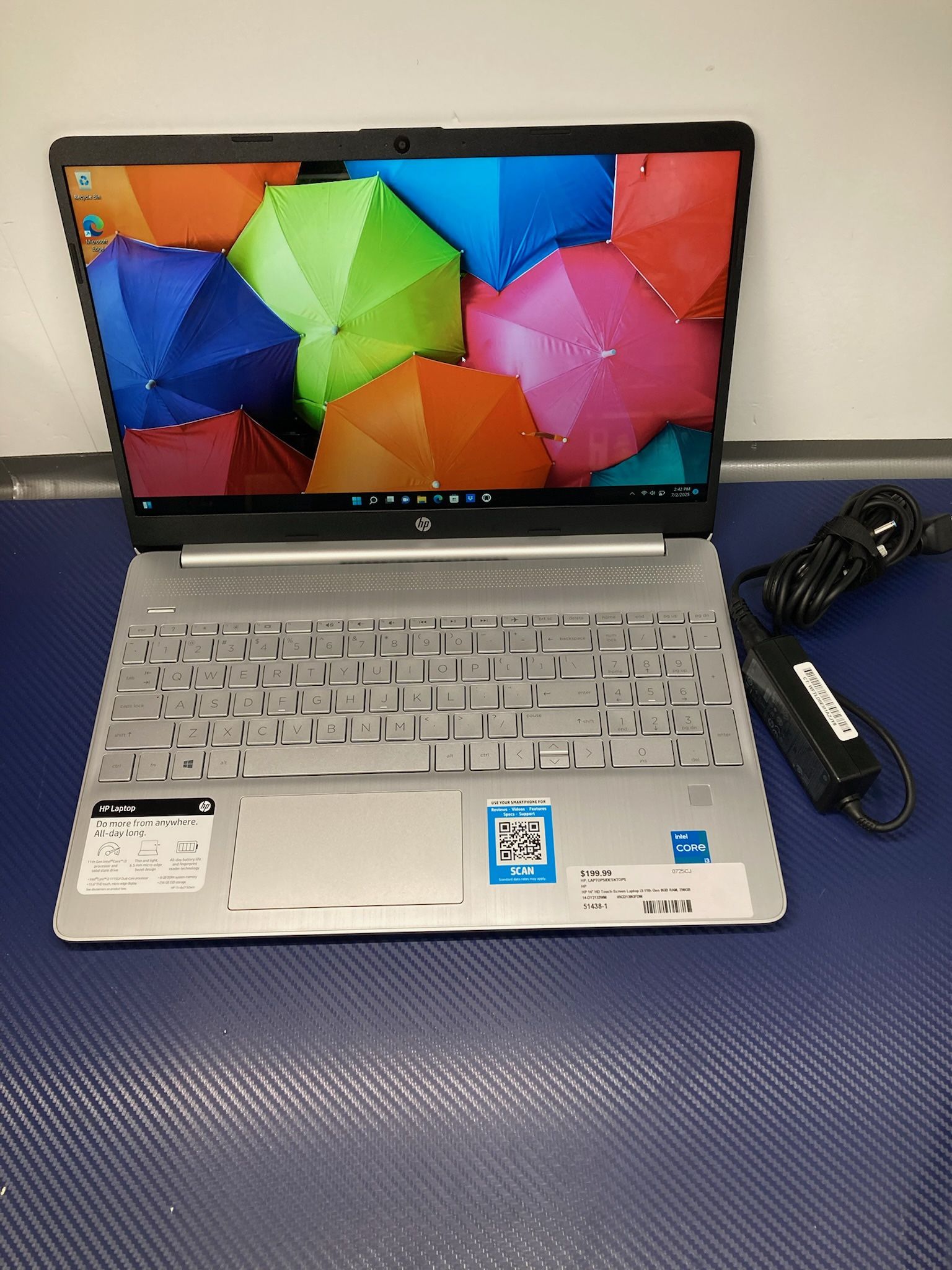 HP 14-DY2132WM 14" HD Touch-Screen Laptop i3-11th Gen 8GB RAM, 256GB SSD