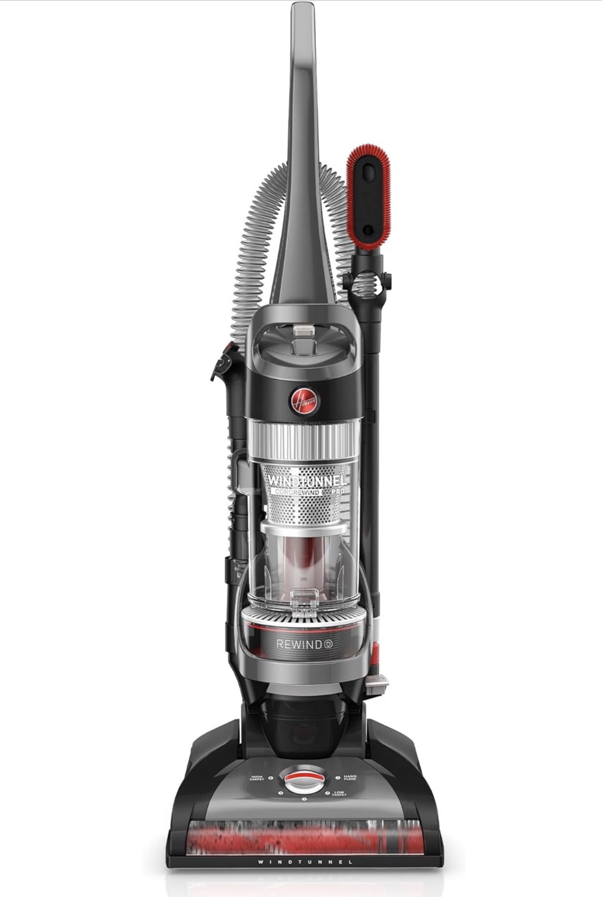 Hoover WindTunnel Cord Rewind Pro Bagless Upright Vacuum Cleaner, For Carpet and Hard Floors, UH71300V, Black, UH71300