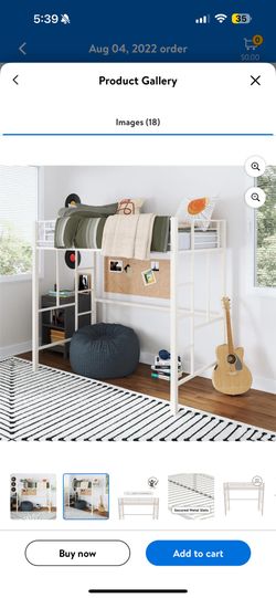 Your Zone Brittain Twin Metal Loft Bed, Off White
