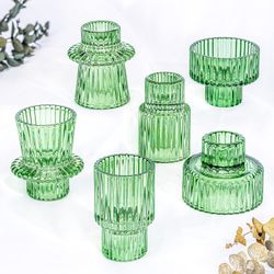 Candle Holder, Candlesticks Holders, Taper Candle Holders for Candle Sticks, Candle Stick Holder Set of 6, Glass Votive Candle Holders for Table Decor