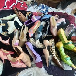 Huge Collection Of Miniature Shoes Resin Porcelain Clay  Vintage