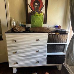 White dresser with cubbies