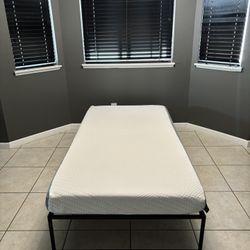 Twin Zinus Mattress And Black Bed Frame
