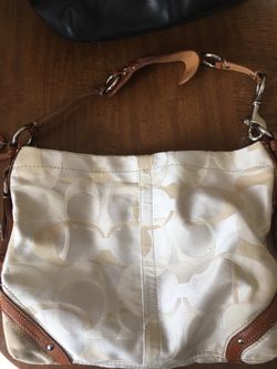 White and tan Coach bag