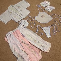 New Small sheer lavender crop top panty Lingere skirt set outfit festival alt