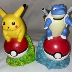 Vintage Pikachu & Blastoise Pokemon Bookend Banks LE 1998 Applause Pokémon