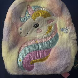 Fuzzy Unicorn Mini Backpack For Girls 