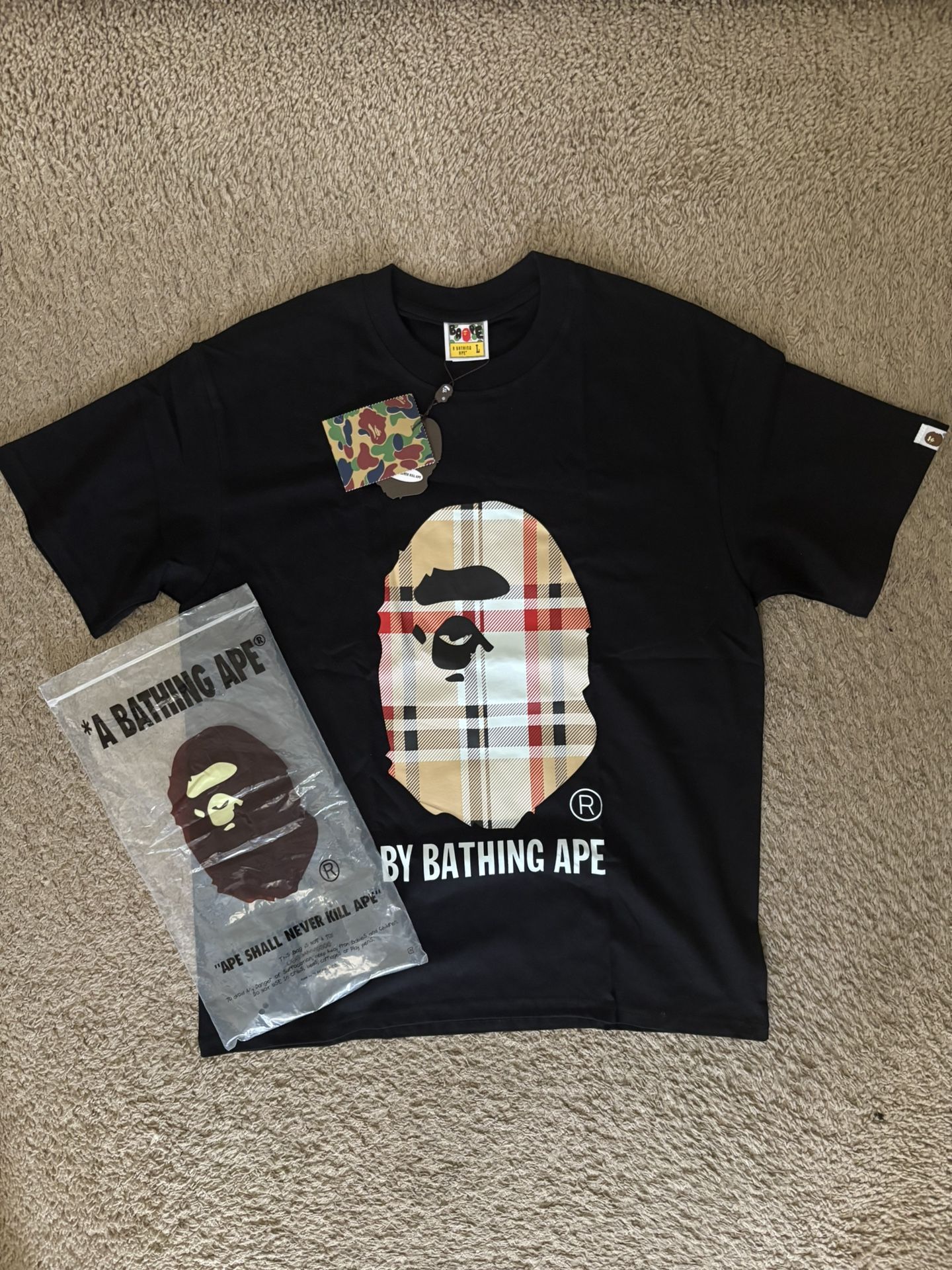 BAPE Check By Bathing Ape Tee Black/Beige