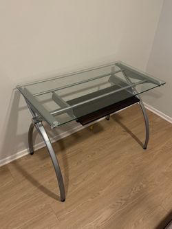 Glass Desk with Silver Accents