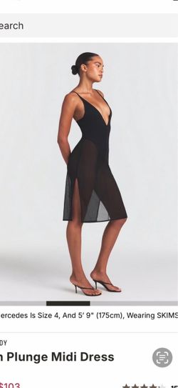 SKIMS Black Plunge Midi Dress
