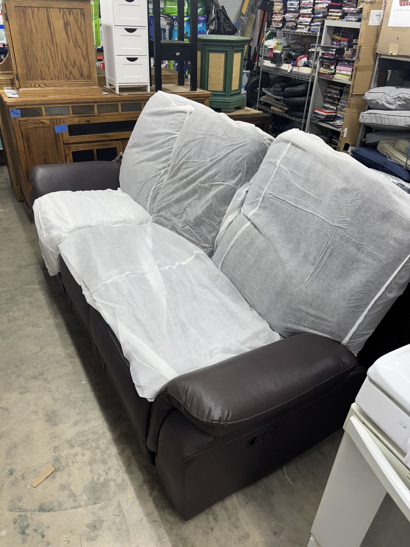 85.82 in. D Rolled Arm Faux Leather Modular Push Back Manual Recliner Sofa for Living Room in Espresso