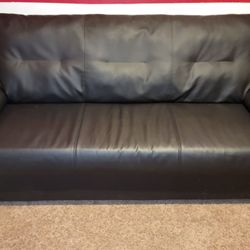 Black Faux Leather Condo Sofa