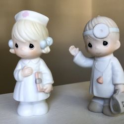 Sugar Town 1994 Precious Moments 2 Piece Set Dr Sam Sugar and Nurse Jan 