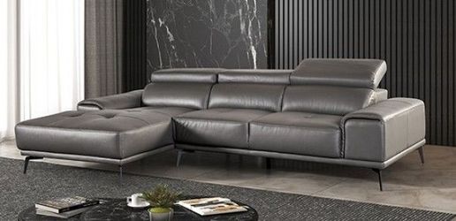 Modern Leather Sectional - available in Gray Color