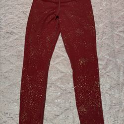 Womens Size 6/8  Medium Zyia Red Golden Sparkle Leggings 