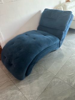 Teal Blue Velvet Chaise Lounge Chair