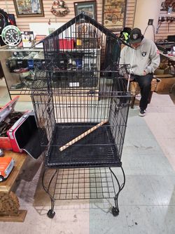 Large Bird Cage on Wheels with Stand