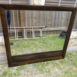 Large Espresso Wood Framed Mirror – Dresser or Wall Mirror